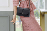 Elegant Black Leather Crossbody Bag 555-4